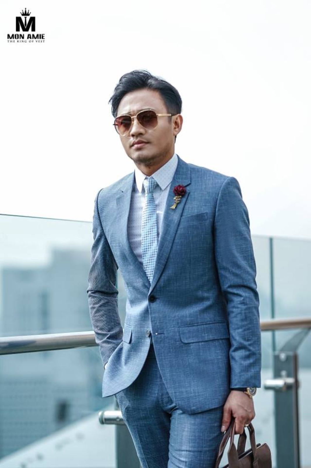 Crosshatch Fossil Blue Suit 